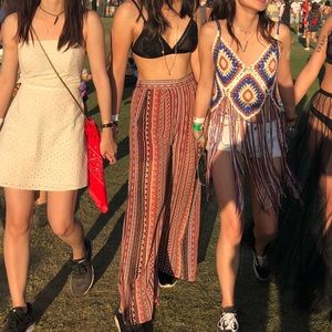 Patterned flowy stripe pants